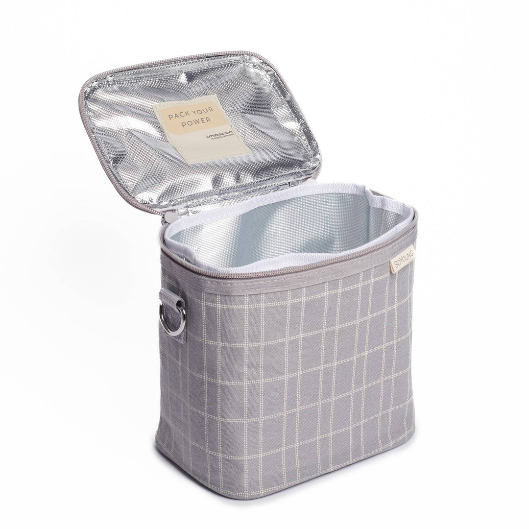 SoYoung - Light Grey Grid Petite Lunch Poche