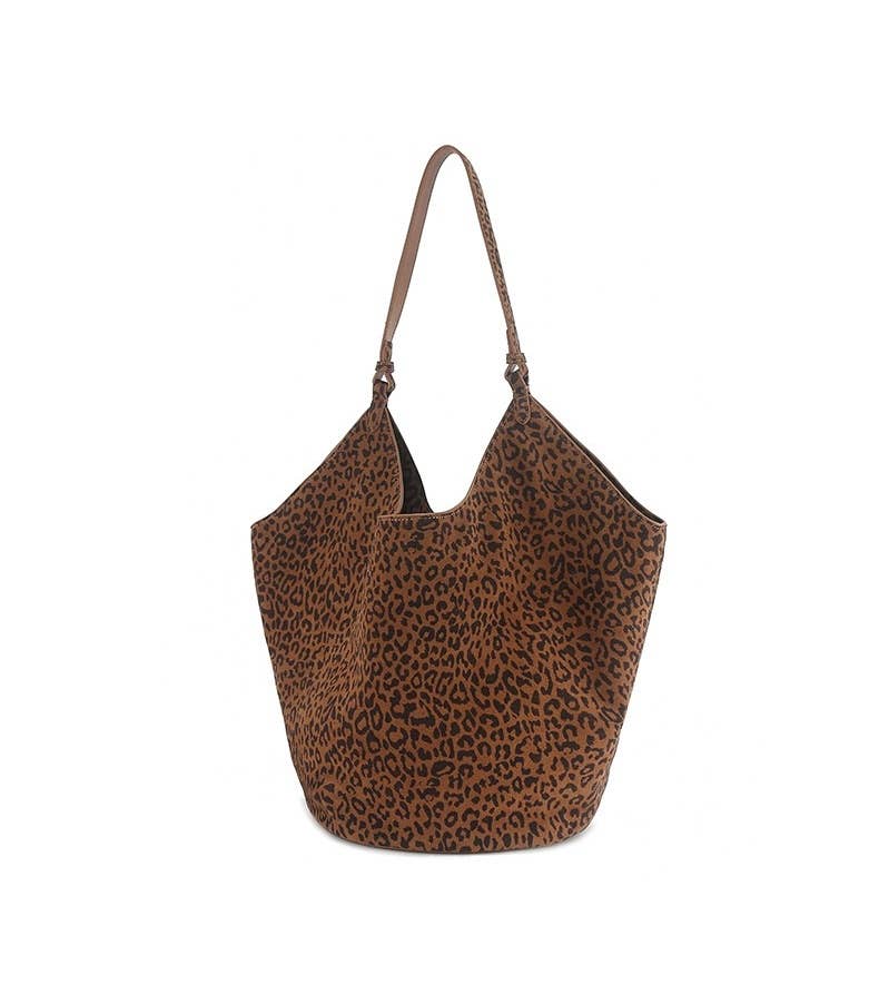 Sook Sustainable - Suede Leather Leopard Bucket Tote Bag