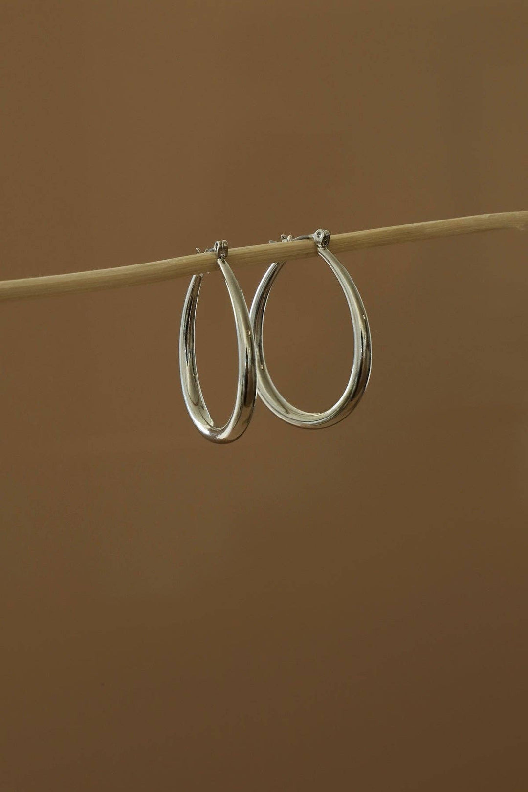 LARGE TEARDROP HOOP- Silver