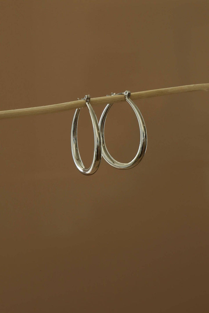 LARGE TEARDROP HOOP- Silver
