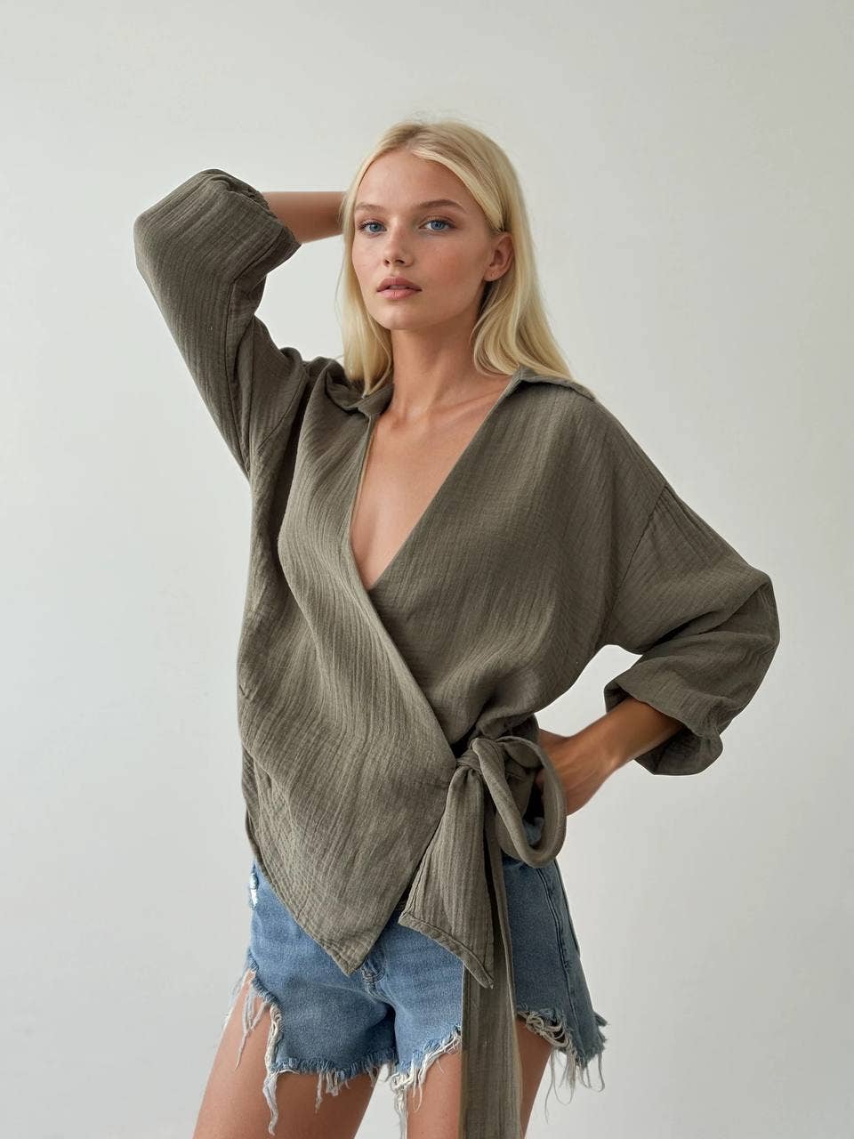 The Anaz Muslin Wrap Top