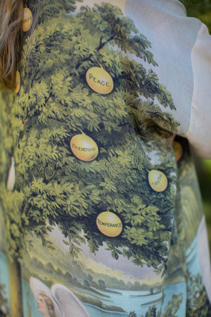 Tree of Life Bamboo Bohemian Kimono Cardigan with Belt