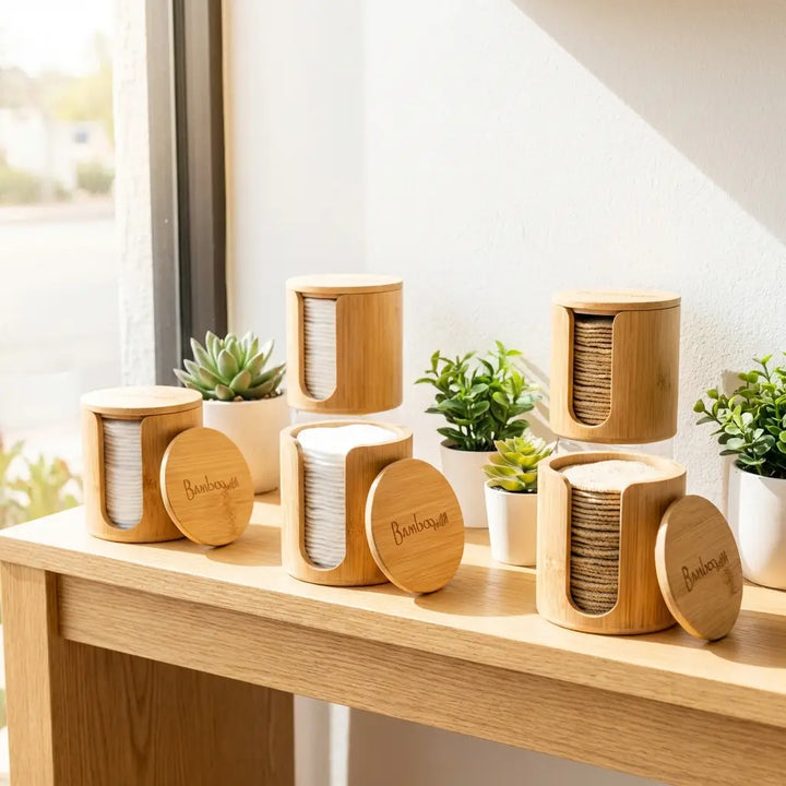 Bamboo Facial Rounds and Holder Set