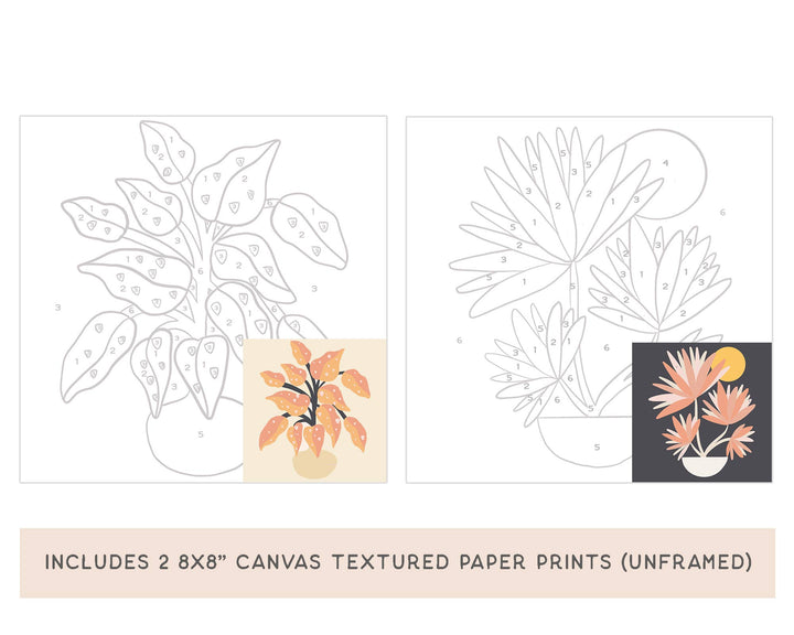 Breathe People - Mod Potted Plants Meditative Art Paint by Number Kit+ Easel