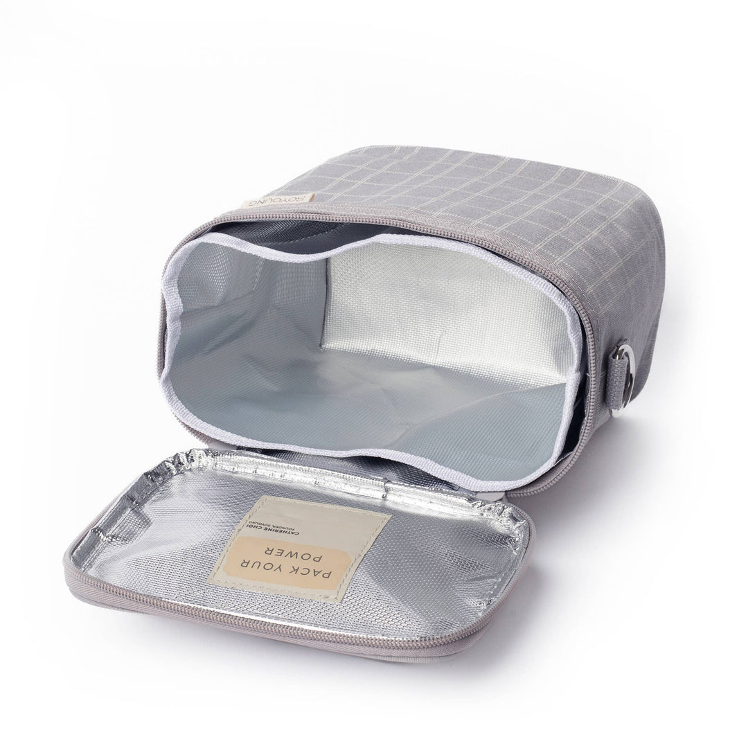 SoYoung - Light Grey Grid Petite Lunch Poche