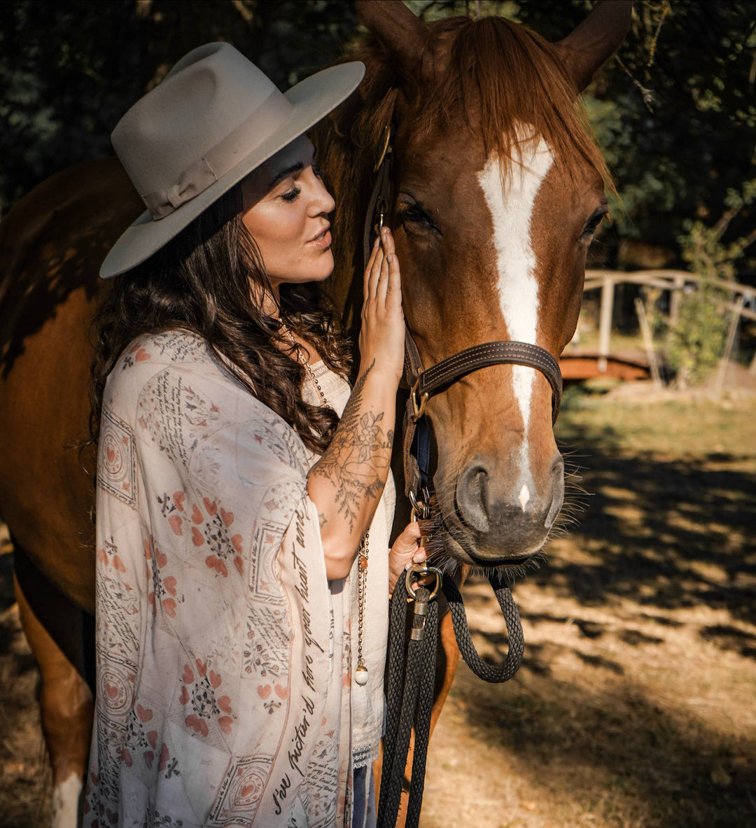 Love Story Heart Print Bamboo Boho Kimono