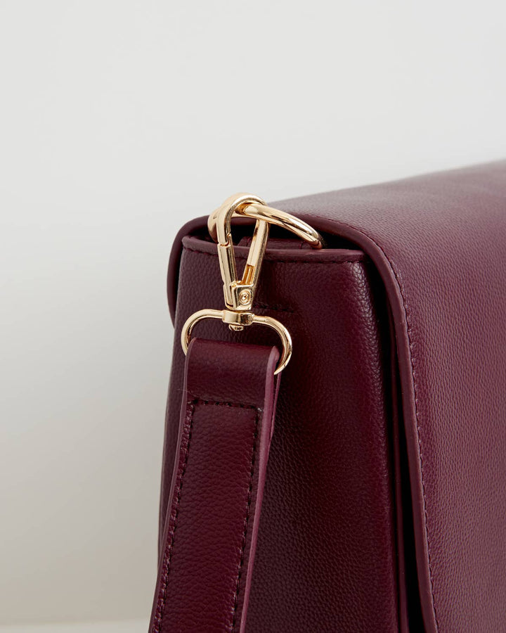 Fable England - FABLE Nina Burgundy Vegan Leather Messenger Purse ON SALE