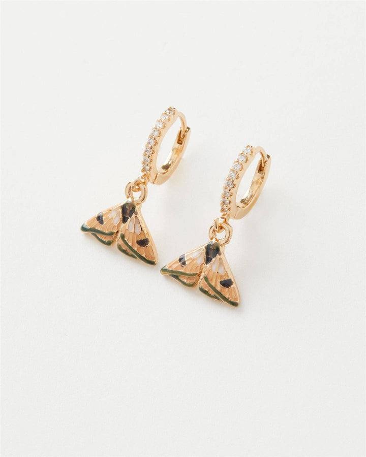 Fable England - FABLE Enamel Moth Huggie Earrings
