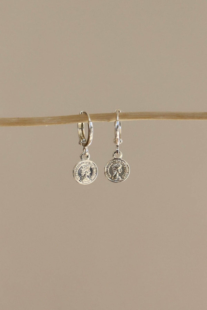 Mira Petite Coin Huggie Earrings – Silver