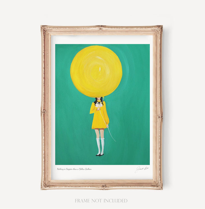 Janet Hill Studio - Nothing Is Happier Than A Yellow Balloon.8.5"x11" Art Print