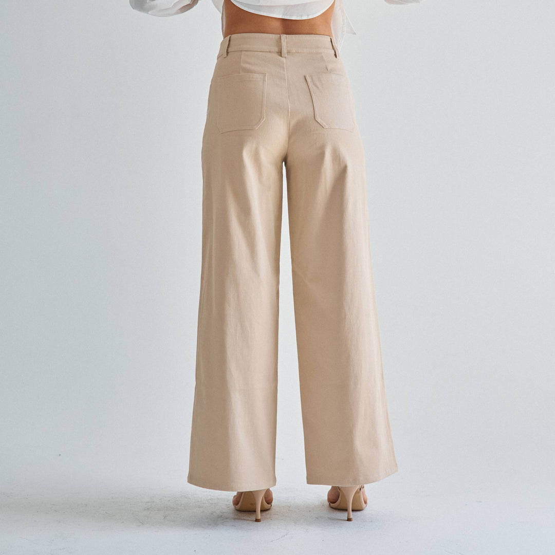 The Margot Lace-Trim Twill Pant — Olive