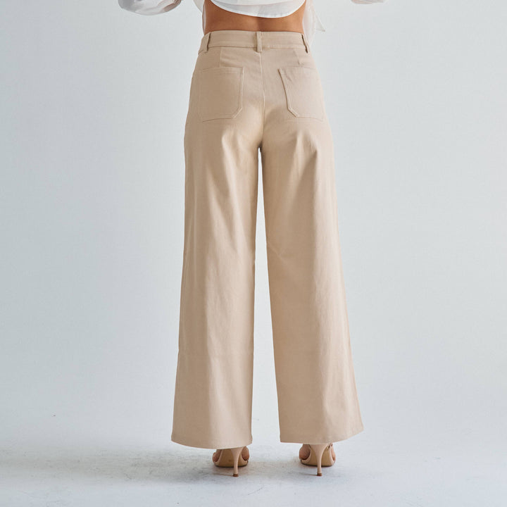 The Margot Lace-Trim Twill Pant — Olive