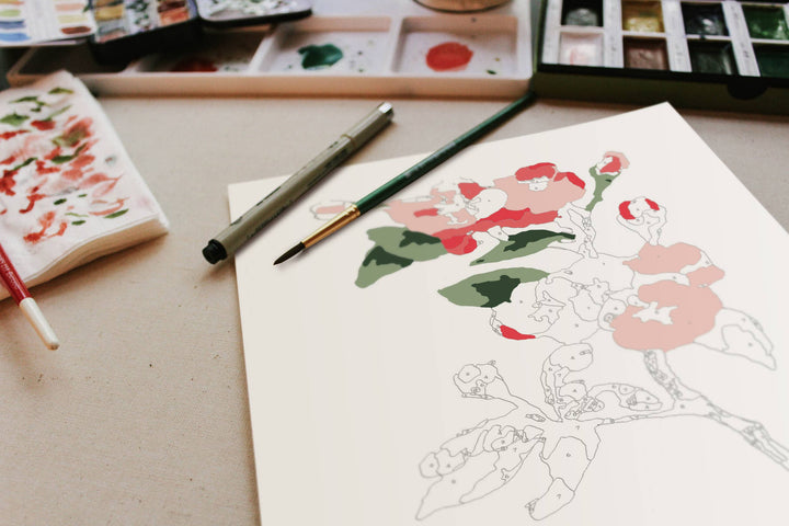 Cate Paper Co. - Cherry Blossoms Paint-By-Numbers kit