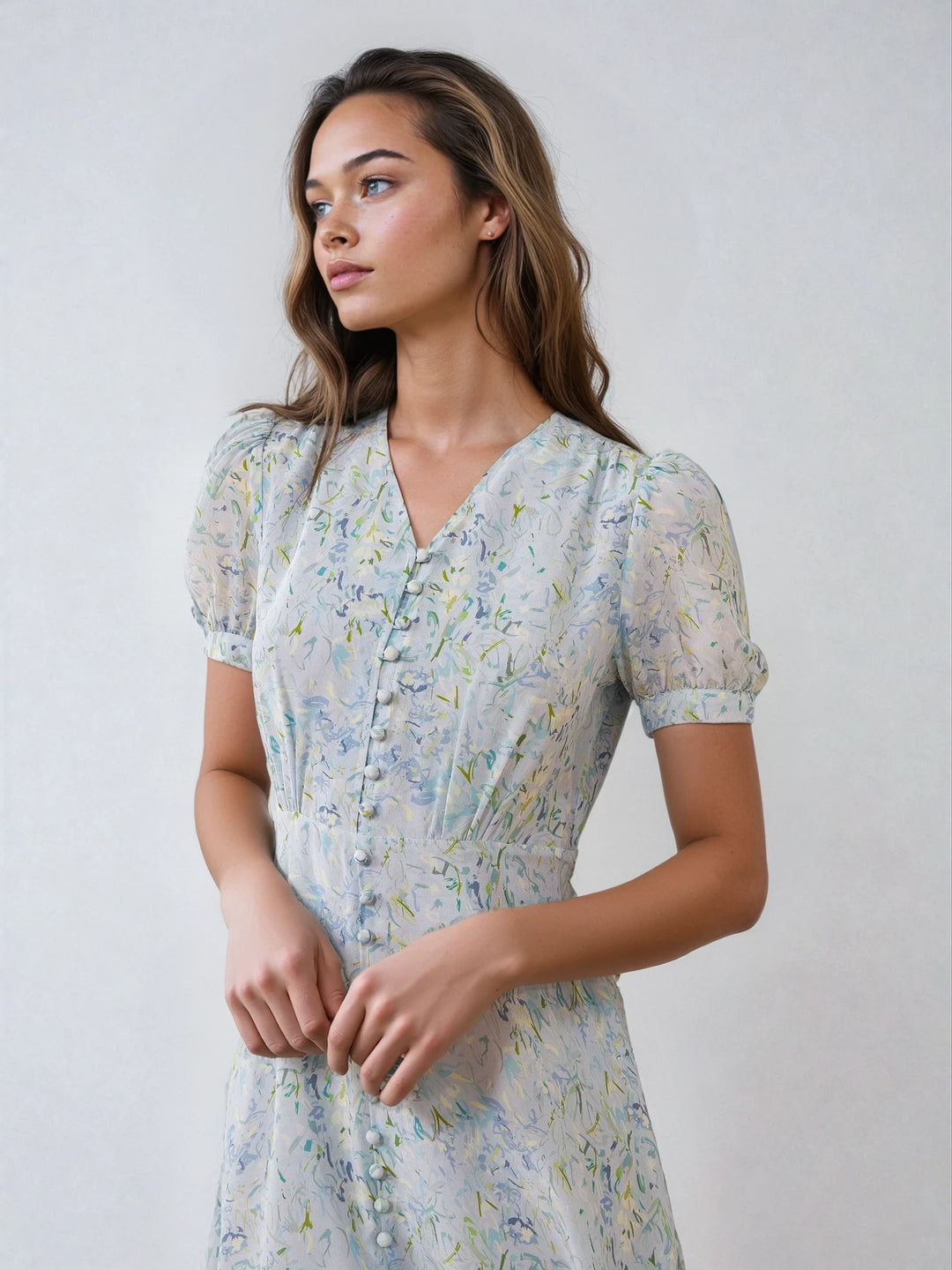 Blue Silk Midi Dress