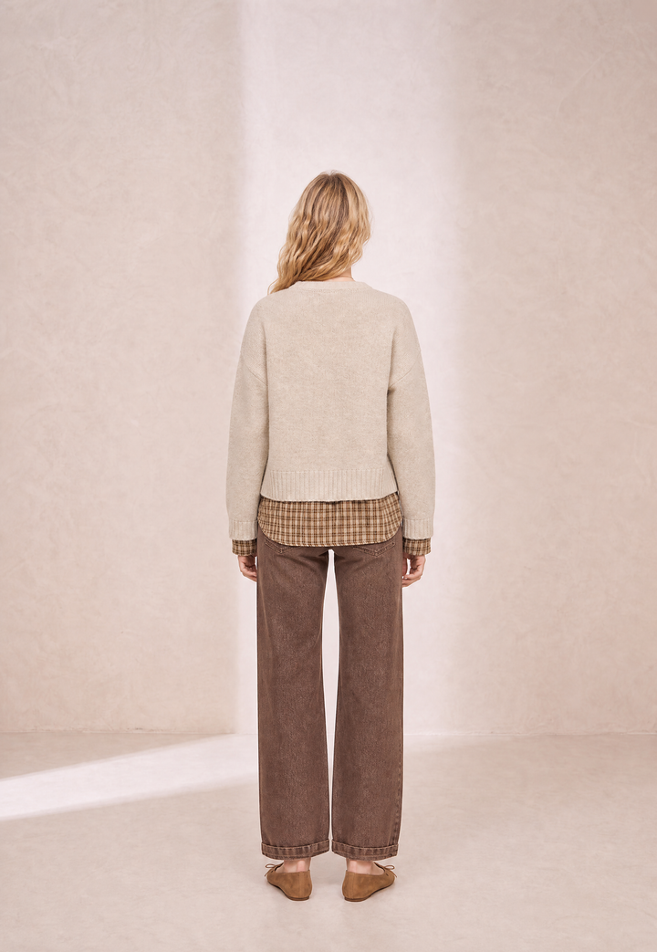 Pre-Order: COUNTRY ROAD LAYERED PLAID HEM SWEATER