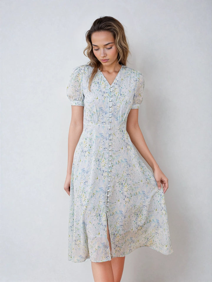 Blue Silk Midi Dress