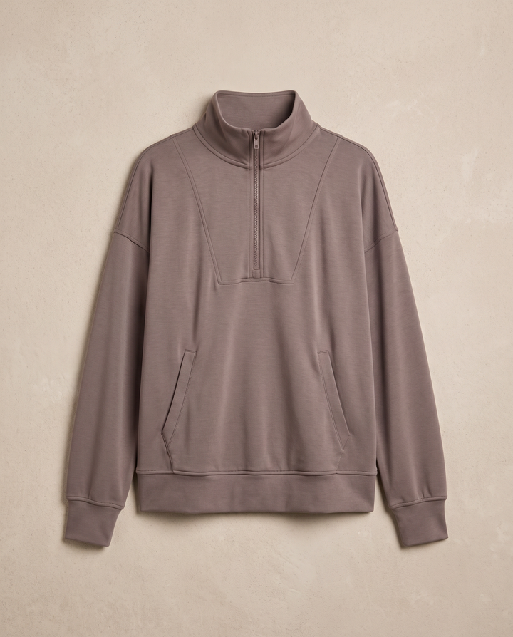 MODAL SCUBA QUARTER ZIP FUNNEL NECK PULLOVER