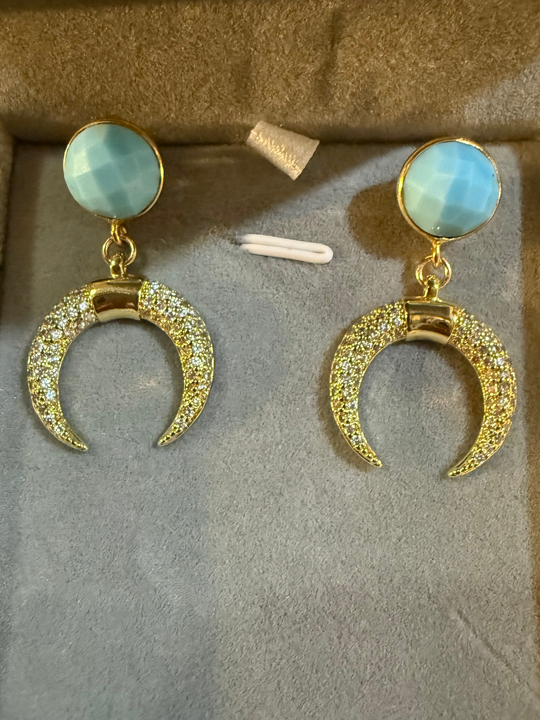 Crystal Horn Earrings: Black Onyx, turquoise or Rose Quartz