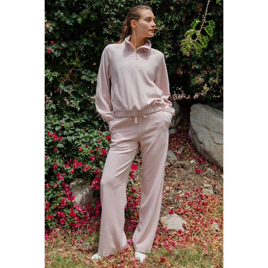 RIB BRUSHED QUARTER ZIP PULLOVER