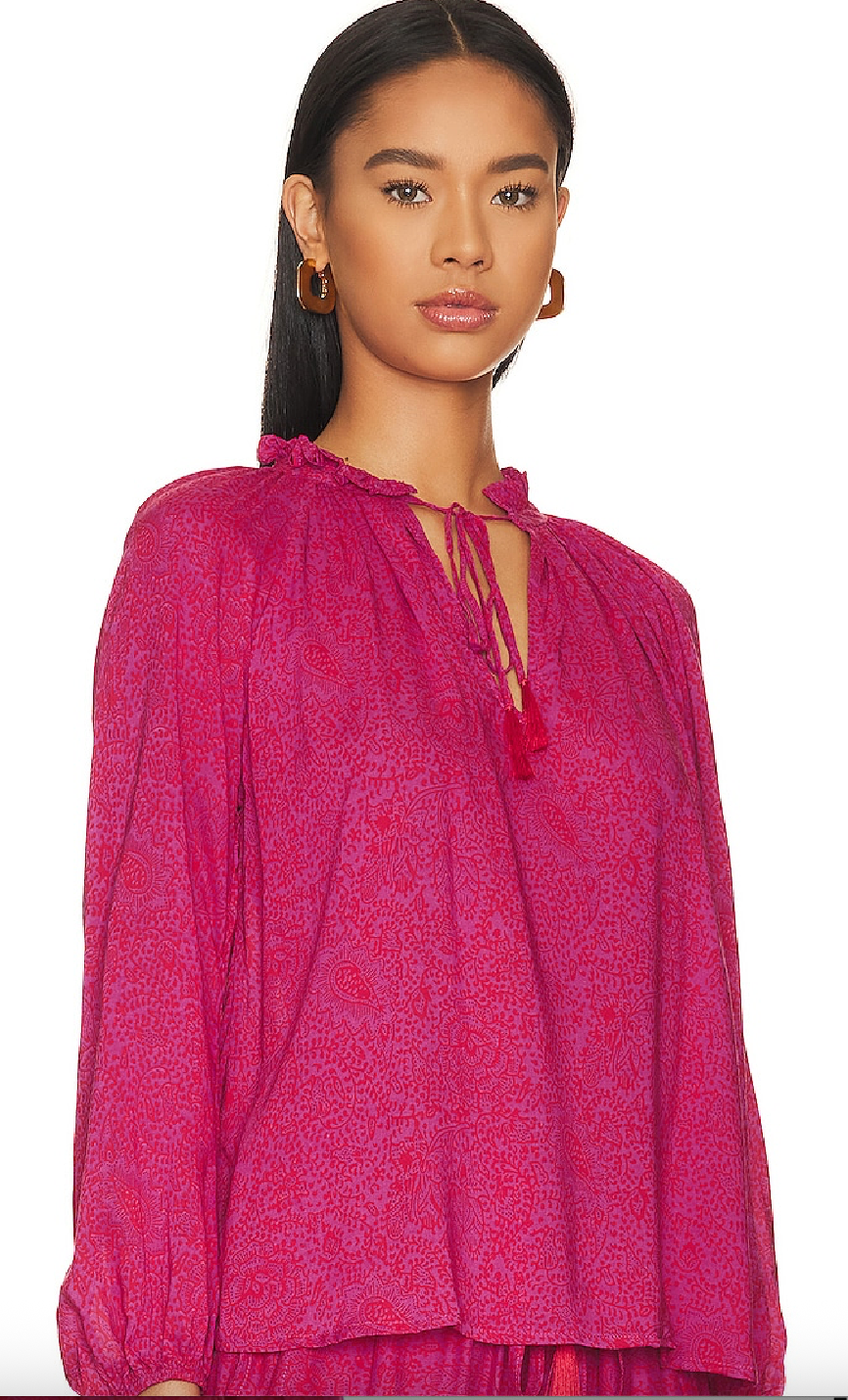 Natalie Martin Penny Blouse in Shangri La Print Raspberry - (Pre-Owned)