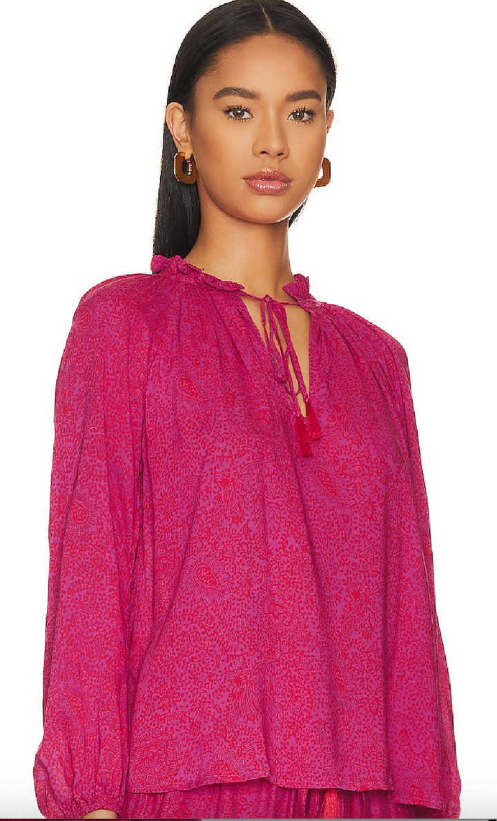 Natalie Martin Penny Blouse in Shangri La Print Raspberry - (Pre-Owned)