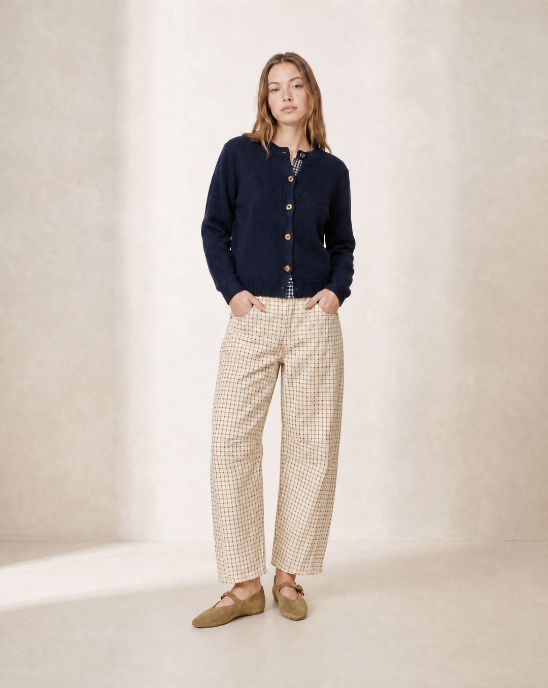 Pre-Order: Oxford Plaid Barrel Pants