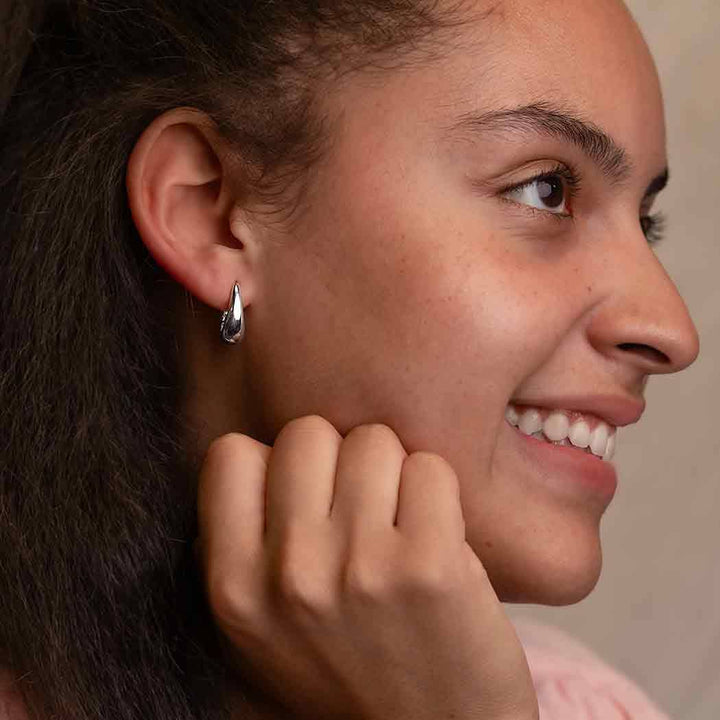 The Sterling Silver Teardrop Huggie Hoops