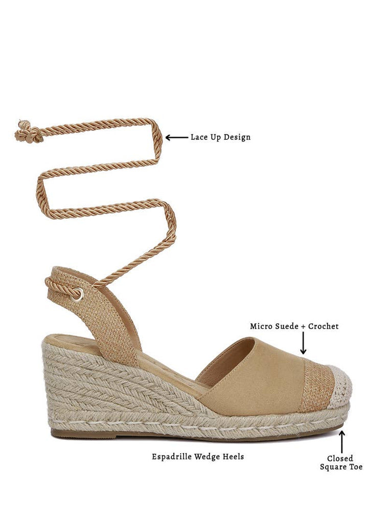 RagCompany - Aiden Lace-Up Crochet Espadrilles-ON SALE