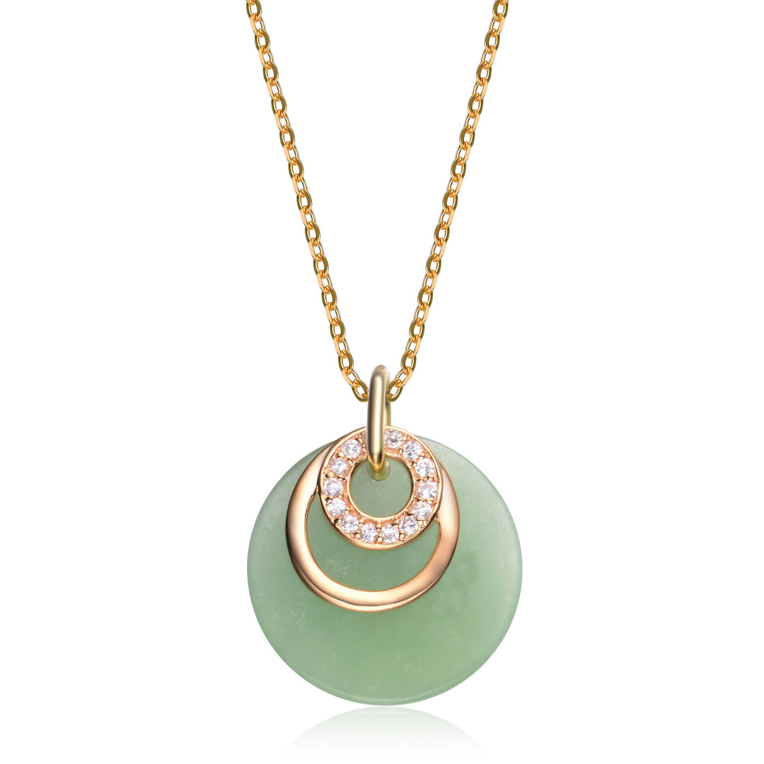 Genevive - C.Z & GREEN JADE PENDANT(1388-J)