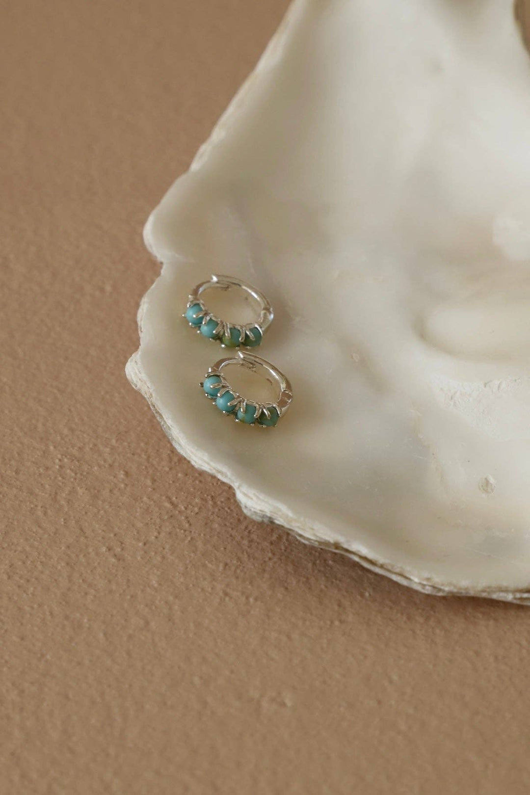 Pre-Order: MINI SILVER TURQUOISE HOOPS