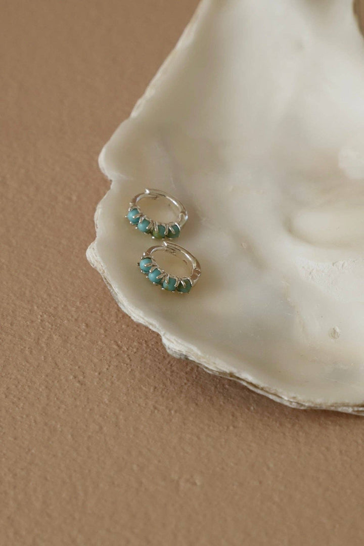 Pre-Order: MINI SILVER TURQUOISE HOOPS