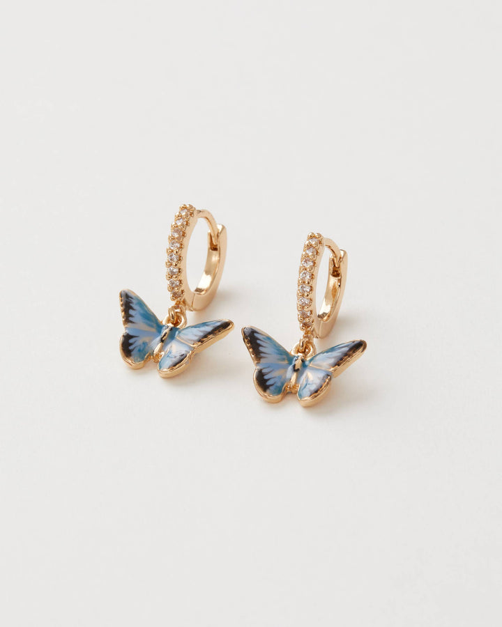 Fable England - FABLE Enamel Blue Butterfly Huggie Earrings