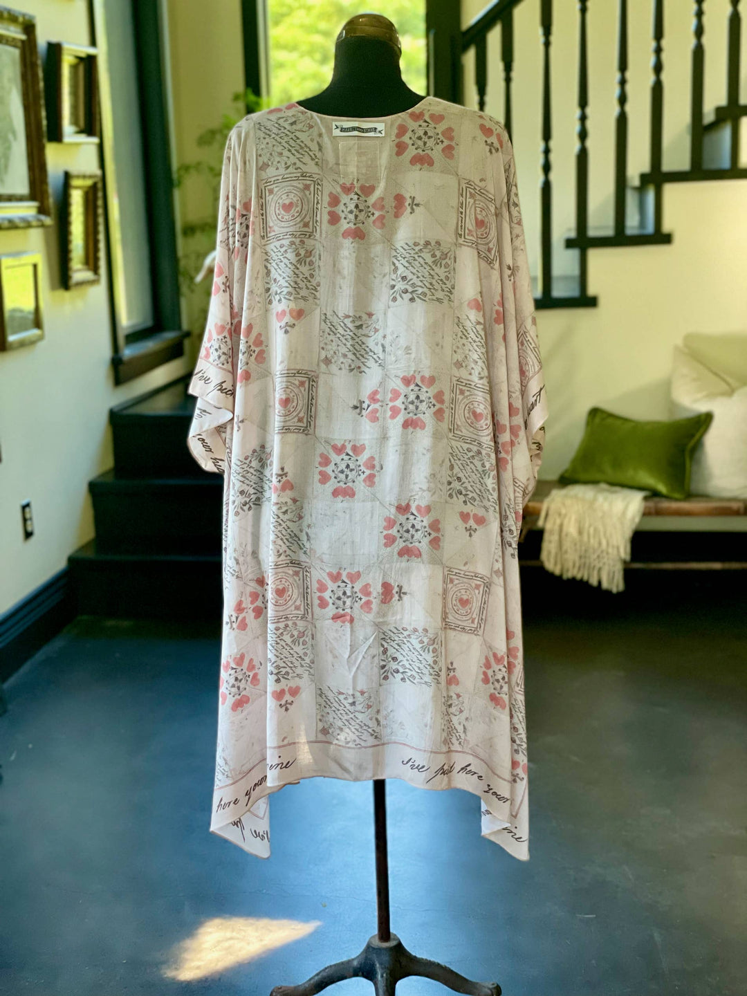 Love Story Heart Print Bamboo Boho Kimono