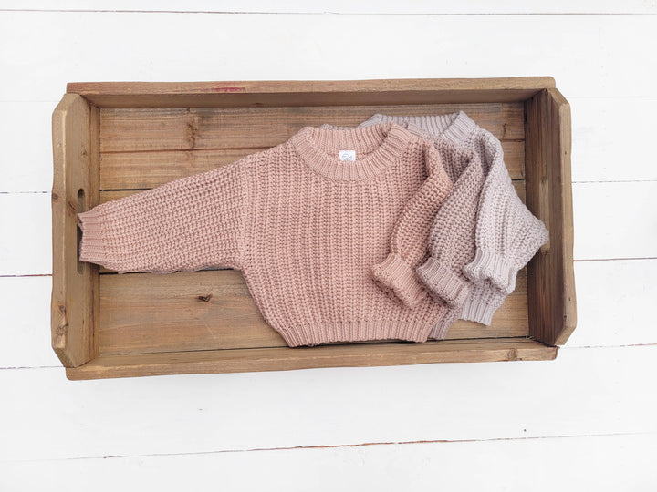 OLIVE & CRADLE - Baby Sweater Chunky Braided knit Cotton oversize style