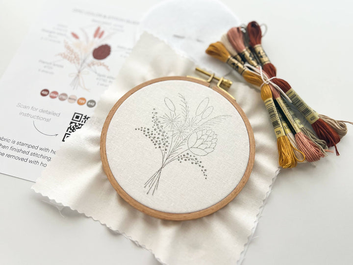 Matryoshka Doll Shop - Flowers Bouquet Embroidery Kit, beginner embroidery diy kit