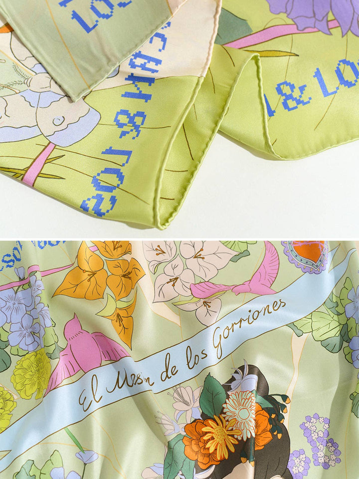 Lost Pattern NYC - FRIDA x LOST PATTERN "Los Amores de Frida" Large Silk Scarf - Pastel