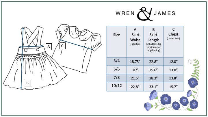 Kids Sage & White Floral Jumper Skirt Easter Collar Set
