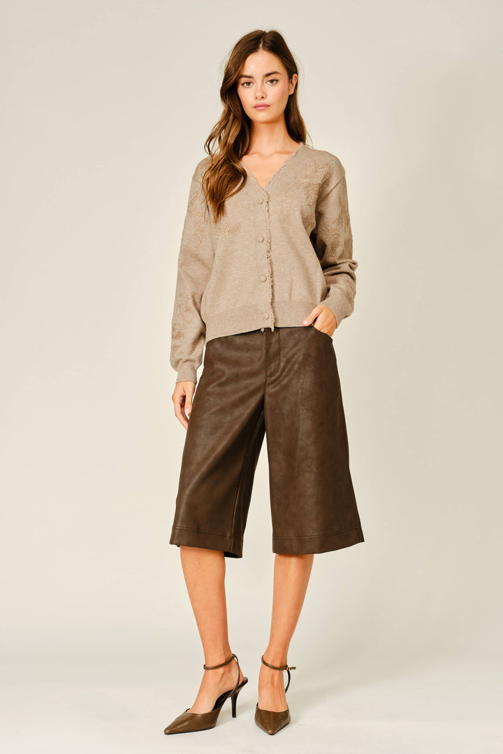 Pre-Order- WOOL MIX EMBROIDERED SWEATER CARDIGAN