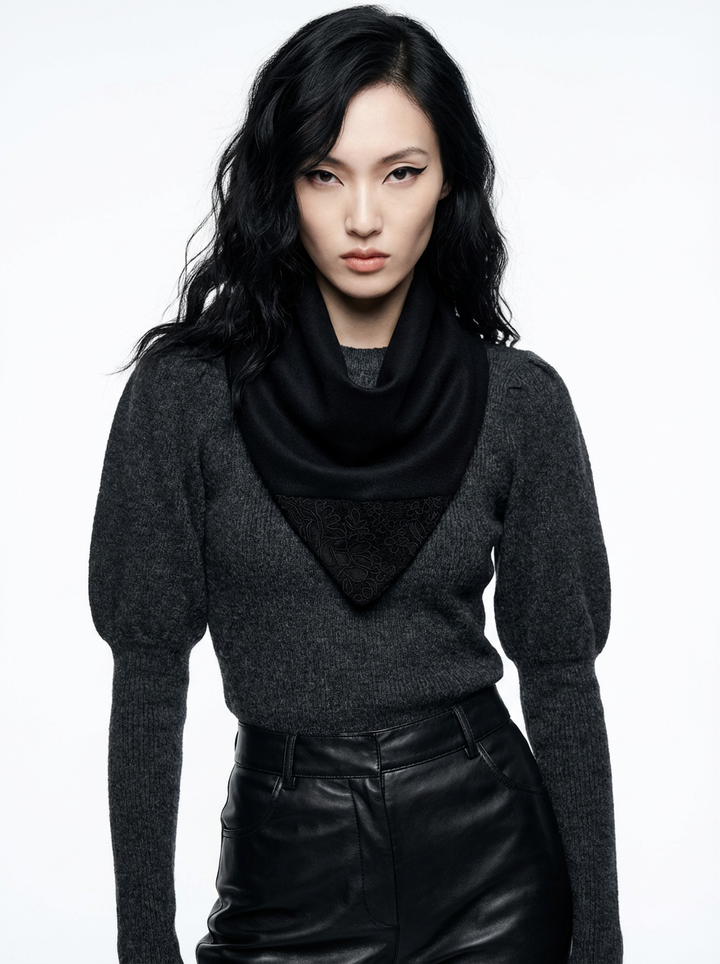 Nocturne Wool &amp; Lace Cowl Neckerchief