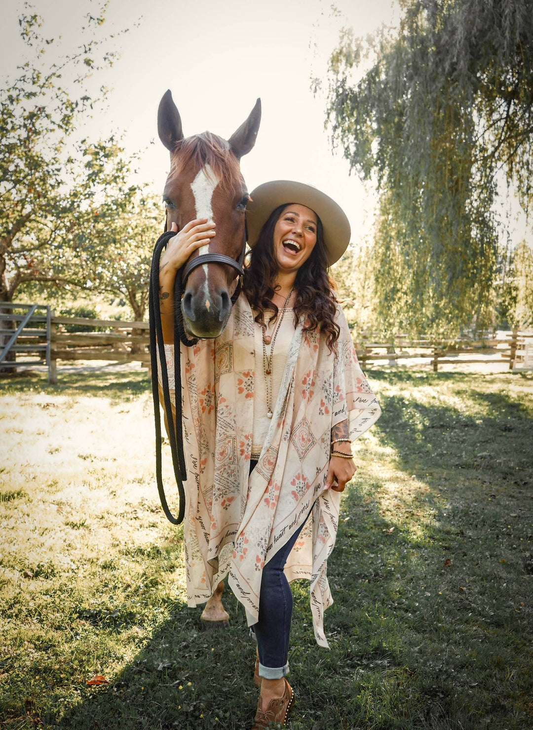 Love Story Heart Print Bamboo Boho Kimono