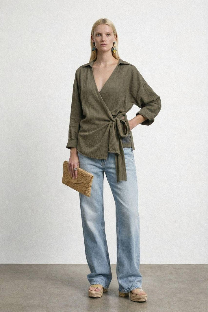 The Anaz Muslin Wrap Top
