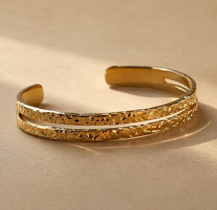Pre-Order: Soleil Hammered Cuff Bracelet — Gold