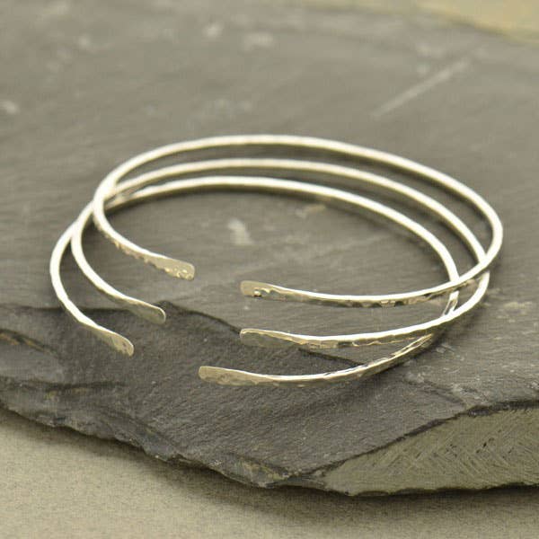 Nina Designs - Sterling Silver Cuff Bracelet - Adjustable Hammered