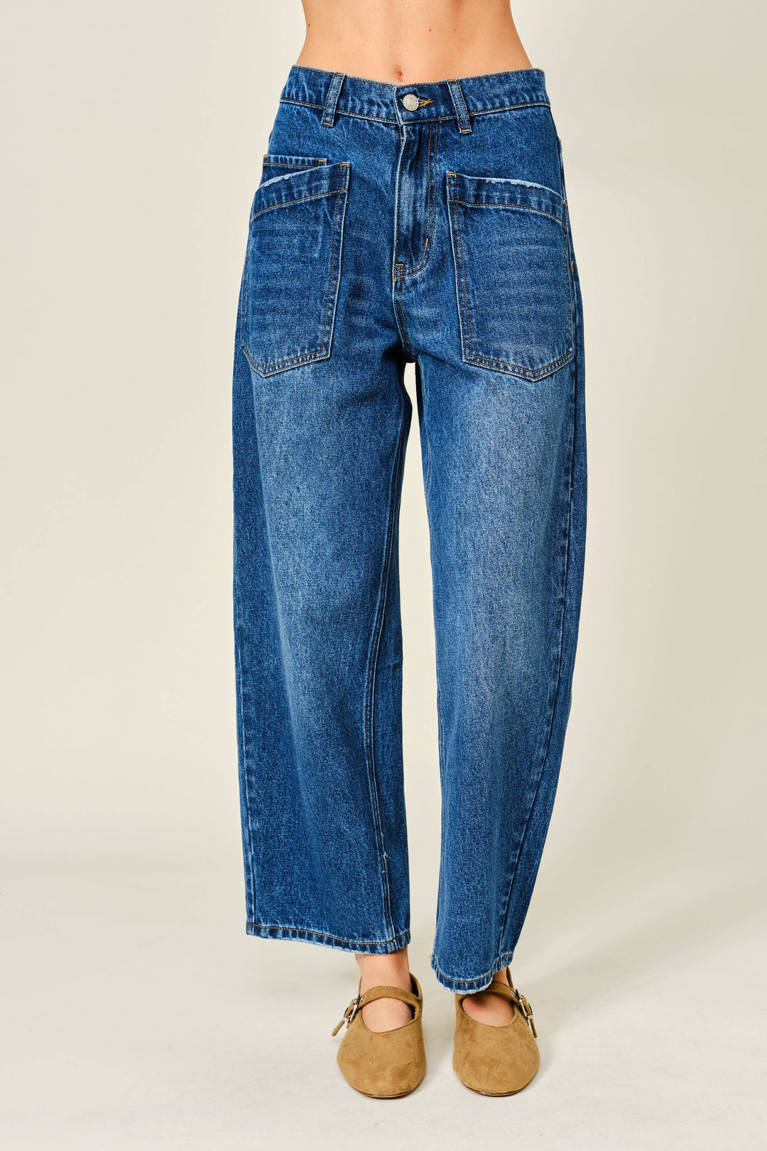 The Semi-Barrel Jeans | Mid Blue Denim