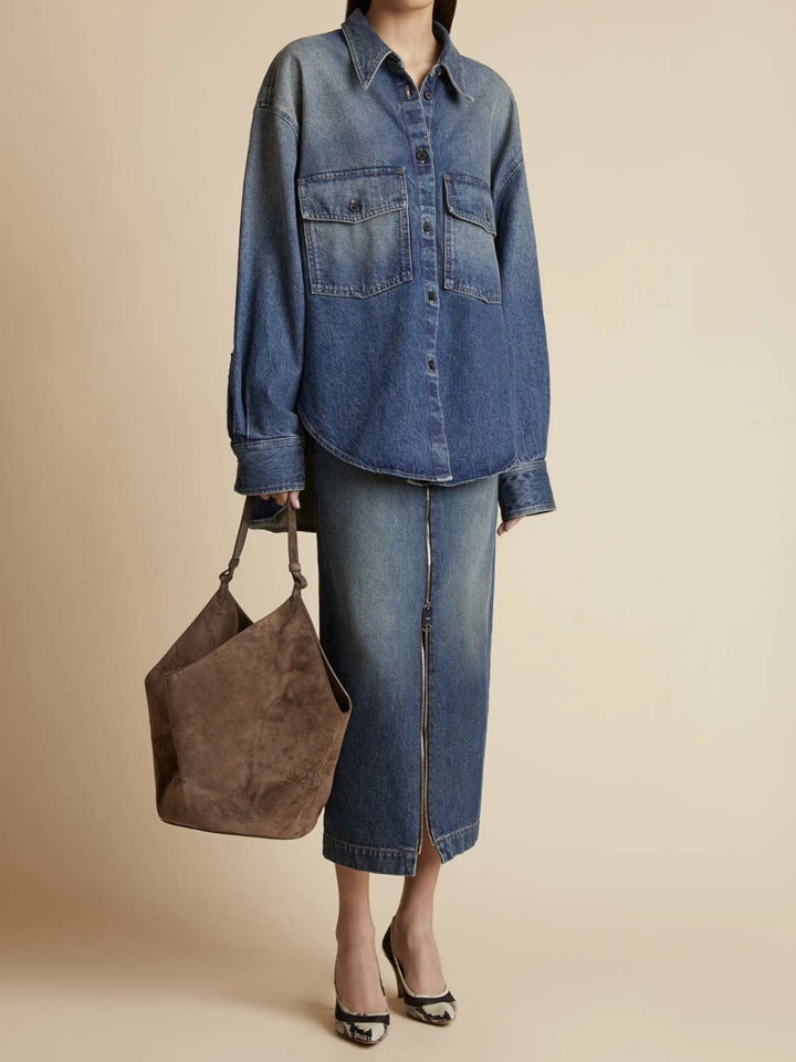 Sook Sustainable - Suede Leather Leopard Bucket Tote Bag