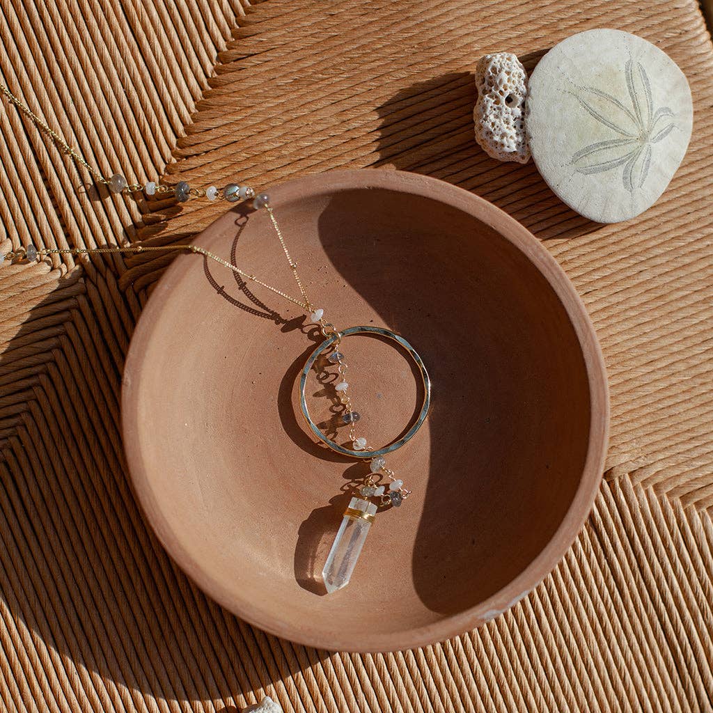 Crystal Halo Y Necklace — SLATE + SALT