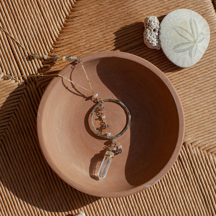 Crystal Halo Y Necklace — SLATE + SALT