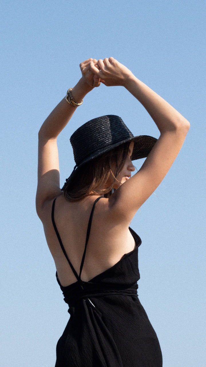 Sage Maxi Dress - Black | 100% Turkish Cotton Beach Dress resortwear- ON SALE