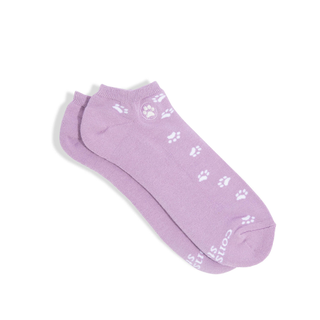 Conscious Step - Ankle Socks that Save Dogs (Purple Paw Prints)