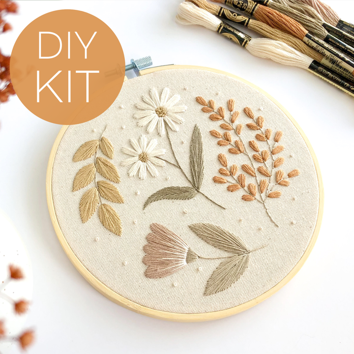 Matryoshka Doll Shop - Floral Embroidery DIY Kit, modern embroidery craft kit